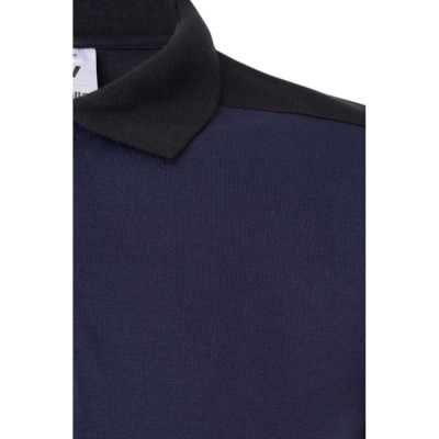 VL VELES. Two-tone stretch piqué polo shirt (200g/m²) with short sleeves, in polyester (96) and elastane (4)
